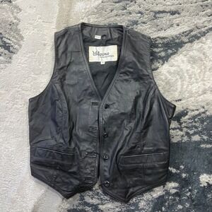 Vintage Wilsons Suede & Leather Motorcycle Vest‎ Womens 10 Black Pointed Hem